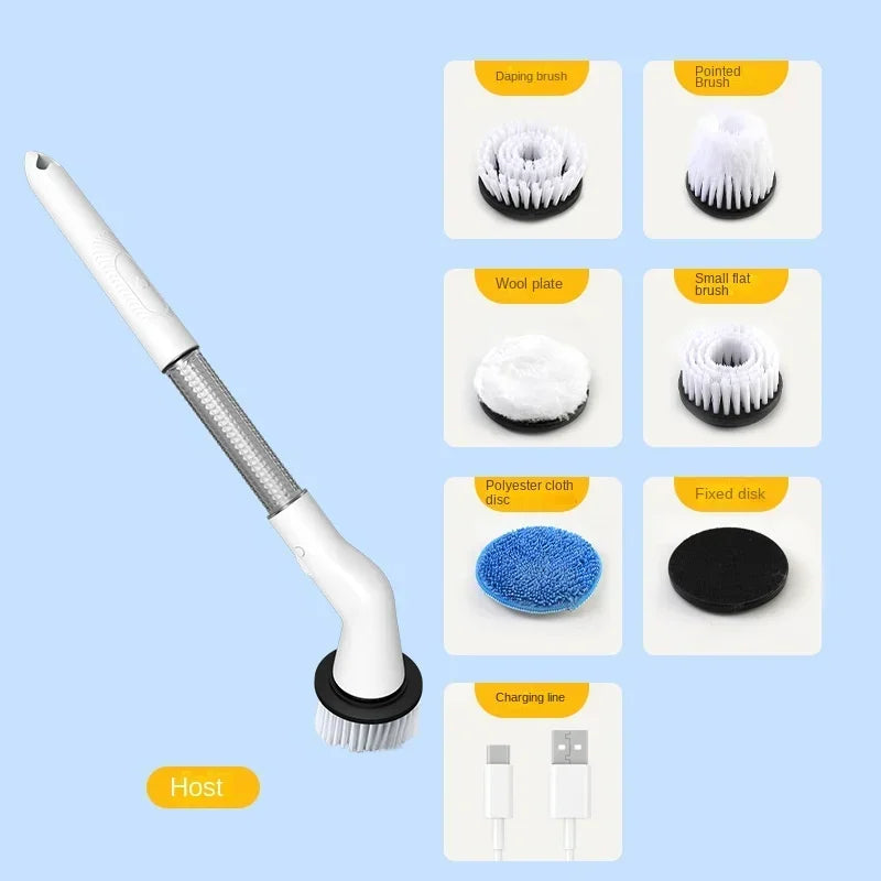 5-in-1 USB Electric Cleaning Brush – Kitchen & Bathroom Scrubber
