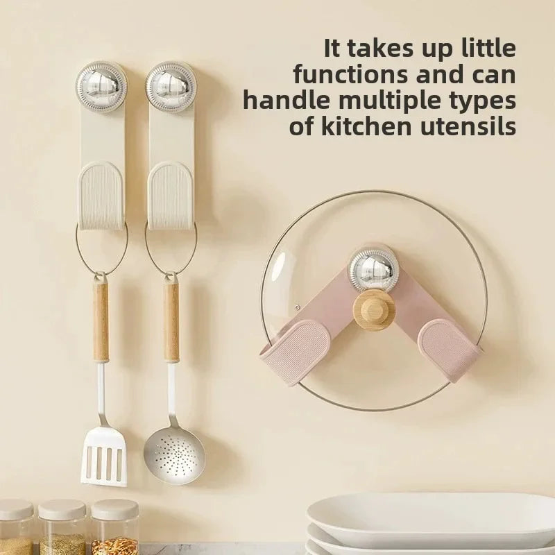 Wall-Mounted Suction Cup Pot Lid & Cutting Board Rack
