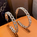 Huitan Cubic Zirconia Chain Loop Drop Earrings – Silver
