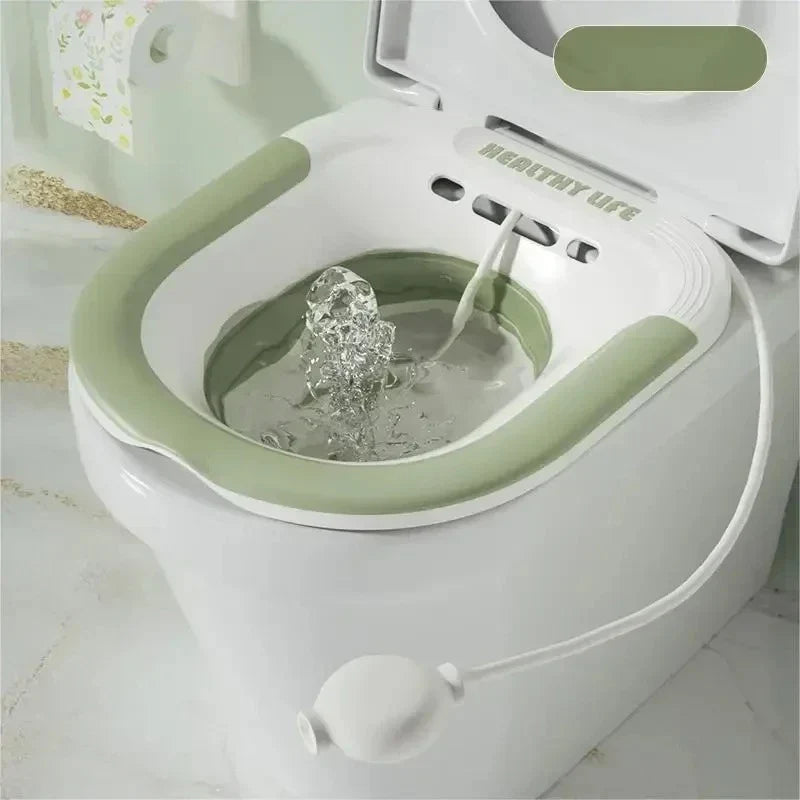 Foldable Ergonomic Sitz Bath Basin | Portable Toilet Soaking Seat