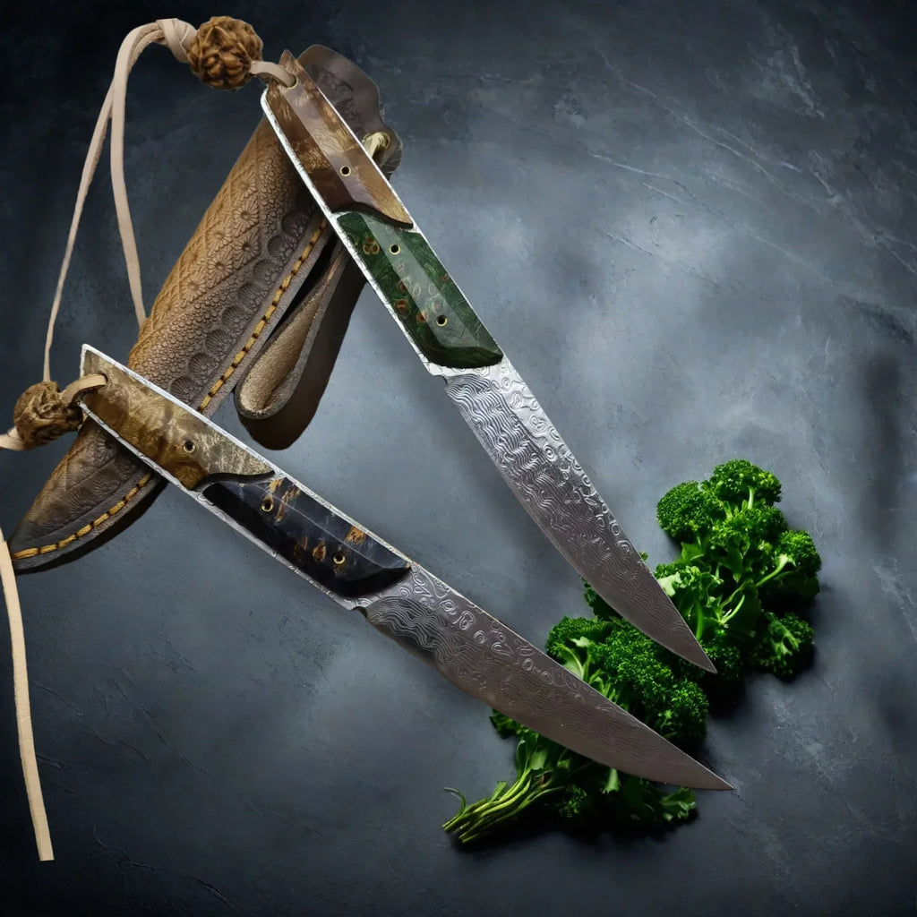 Damascus Steel Fruit Knife – SKD-11 Blade & Wood Handle