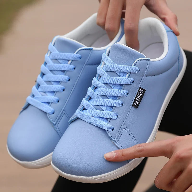 Women's Wide Barefoot Minimalist Sneakers – Lace-Up Flat Shoes