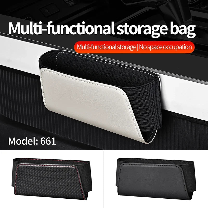 Self-Adhesive Car Storage Pocket PU Leather Organizer