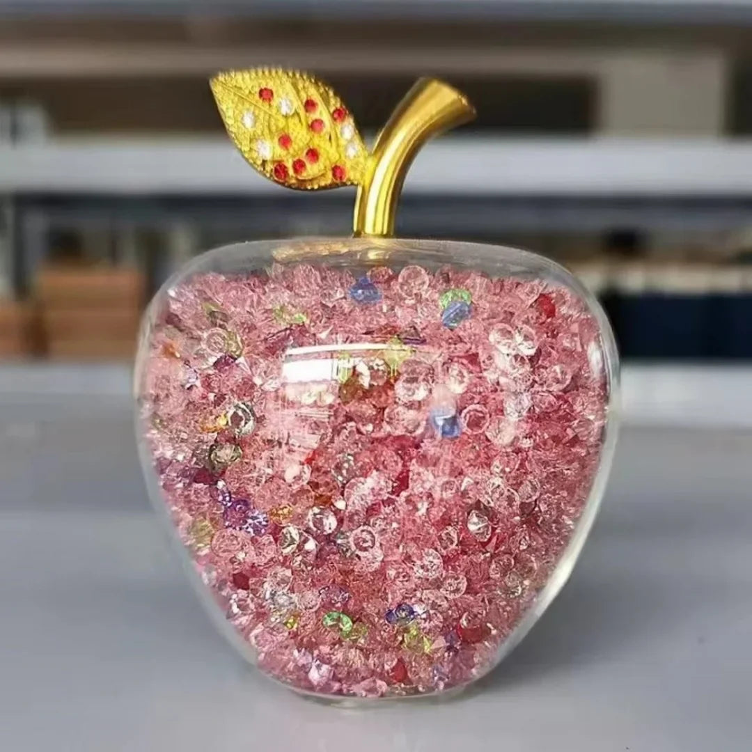 Colorful Crystal Craft Apple Statue Glitter Glass Home Decor