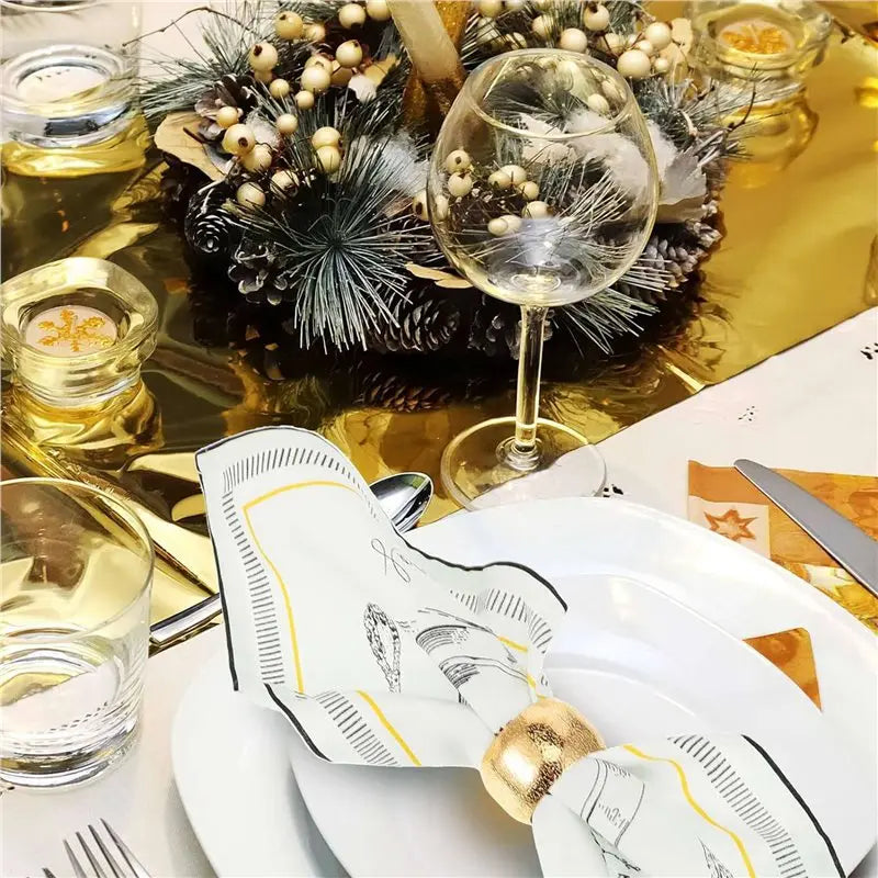 A36T- Day Gold Napkin Rings Holders Cloth Napkins Wedding Holder