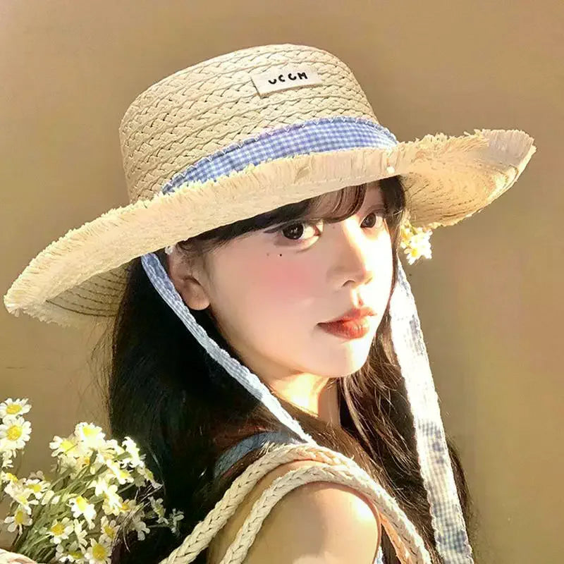 Women's Foldable Straw Sun Hat | Large Brim UV Protection