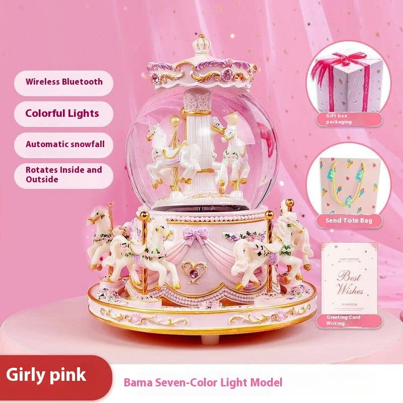 Music Box Carousel Crystal Ball Children's Birthday Girls Girlfriends