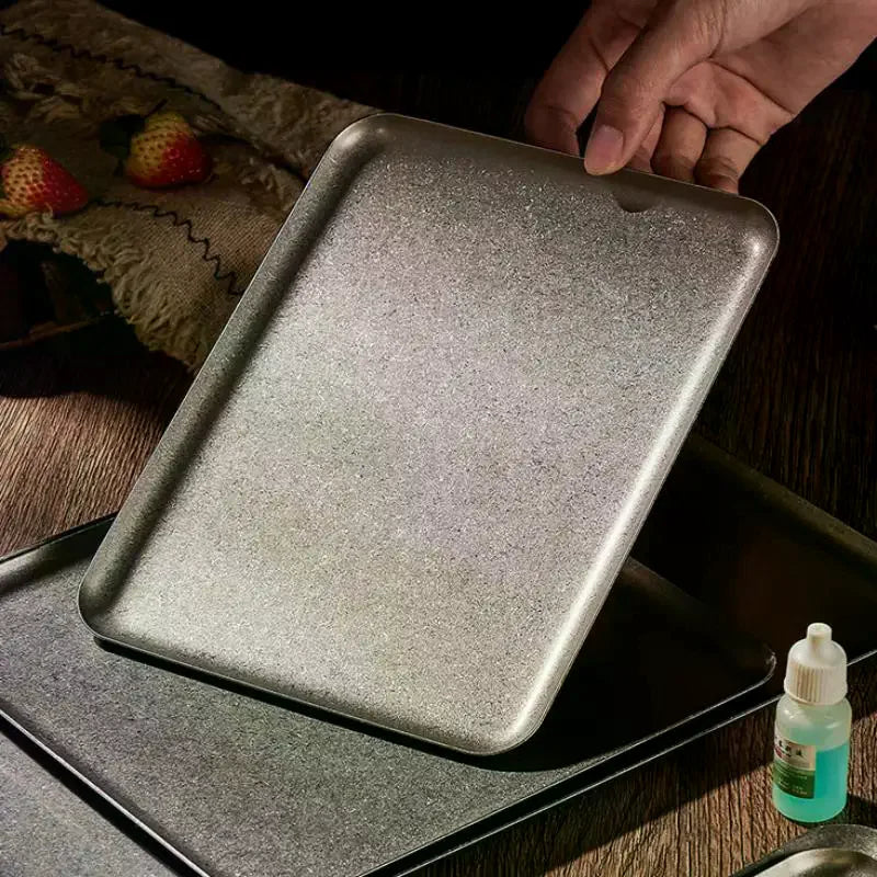 Vintage 304 Stainless Steel Snowflake Square Serving Tray