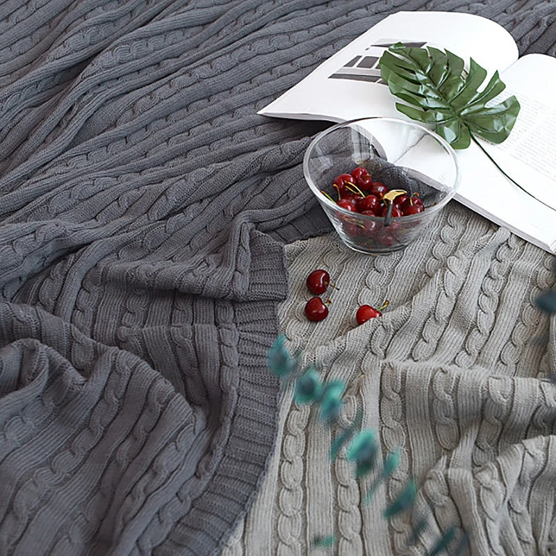 Battilo 100% Cotton Cable Knit Throw Blanket | Sofa & Bed
