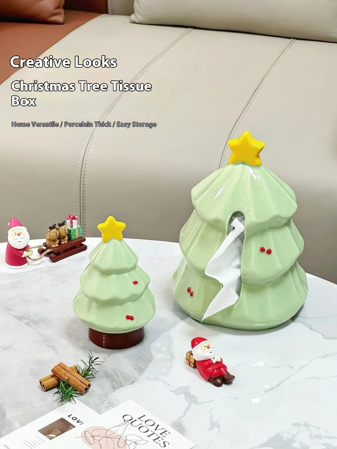 Creative Ceramic Tissue Box Christmas Tree Festive Atmosphere Napkin