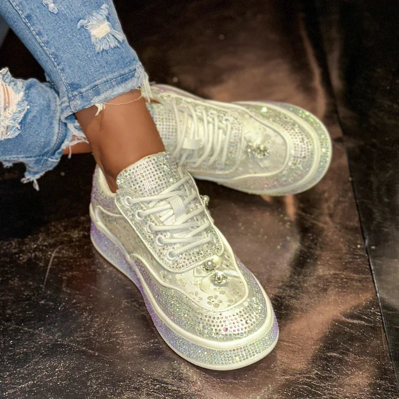 UXST Women's Rhinestone Platform Sneakers | Luxury Casual
