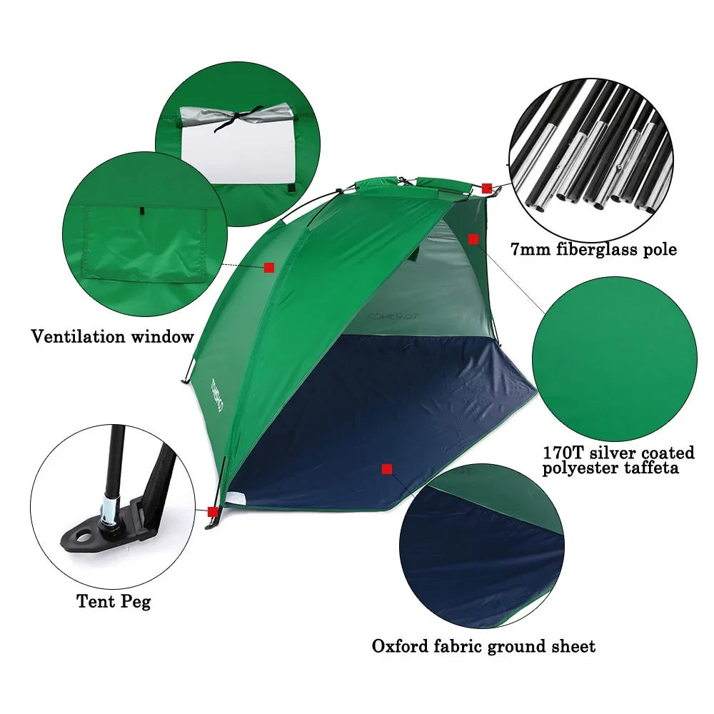 2-Person UV Beach Tent – Ultralight Portable Sun Shade Shelter