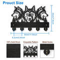 Wolf Forest Wood Wall Coat Rack – 5 Hook Key Holder 11.8in
