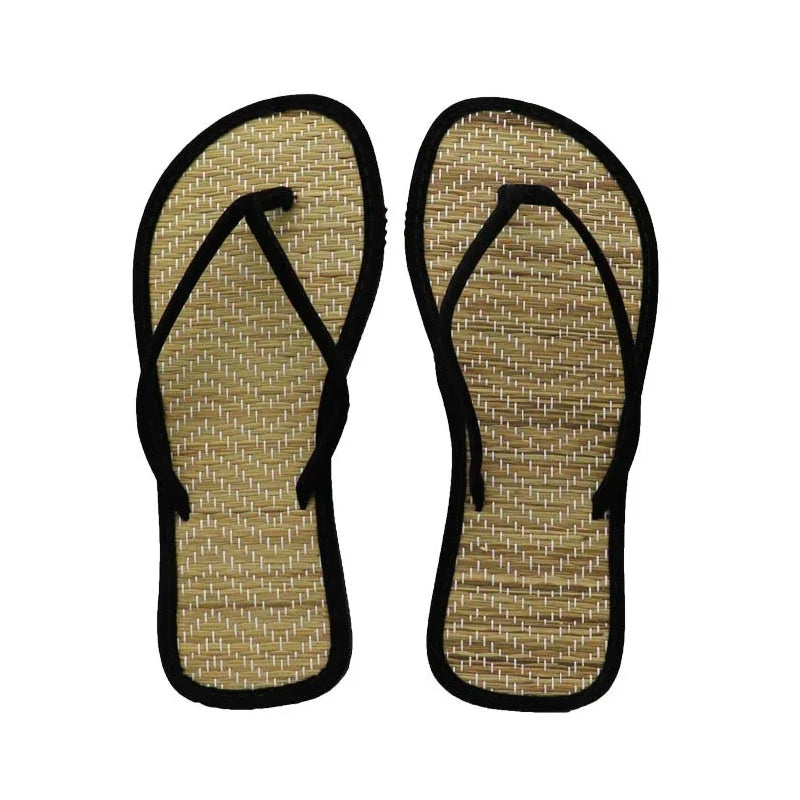 Women's Rattan Straw Weave Flat Flip Flops | Summer Slippers