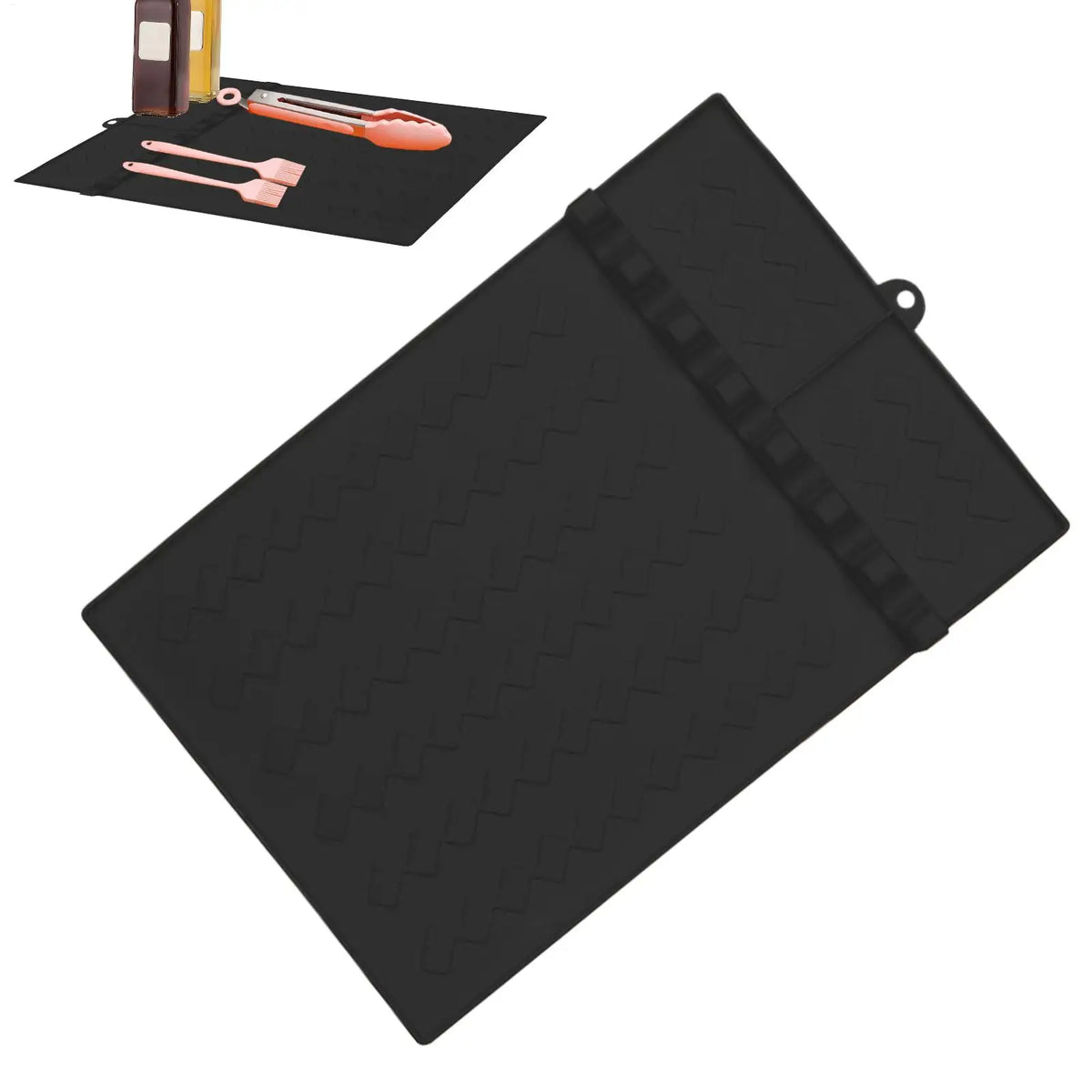Silicone Grill Mat Spatula Holder & Side Shelf Pad | BBQ Tool