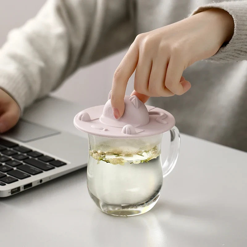 3D Cat Head Silicone Cup Lid – Dustproof & Leak-Proof