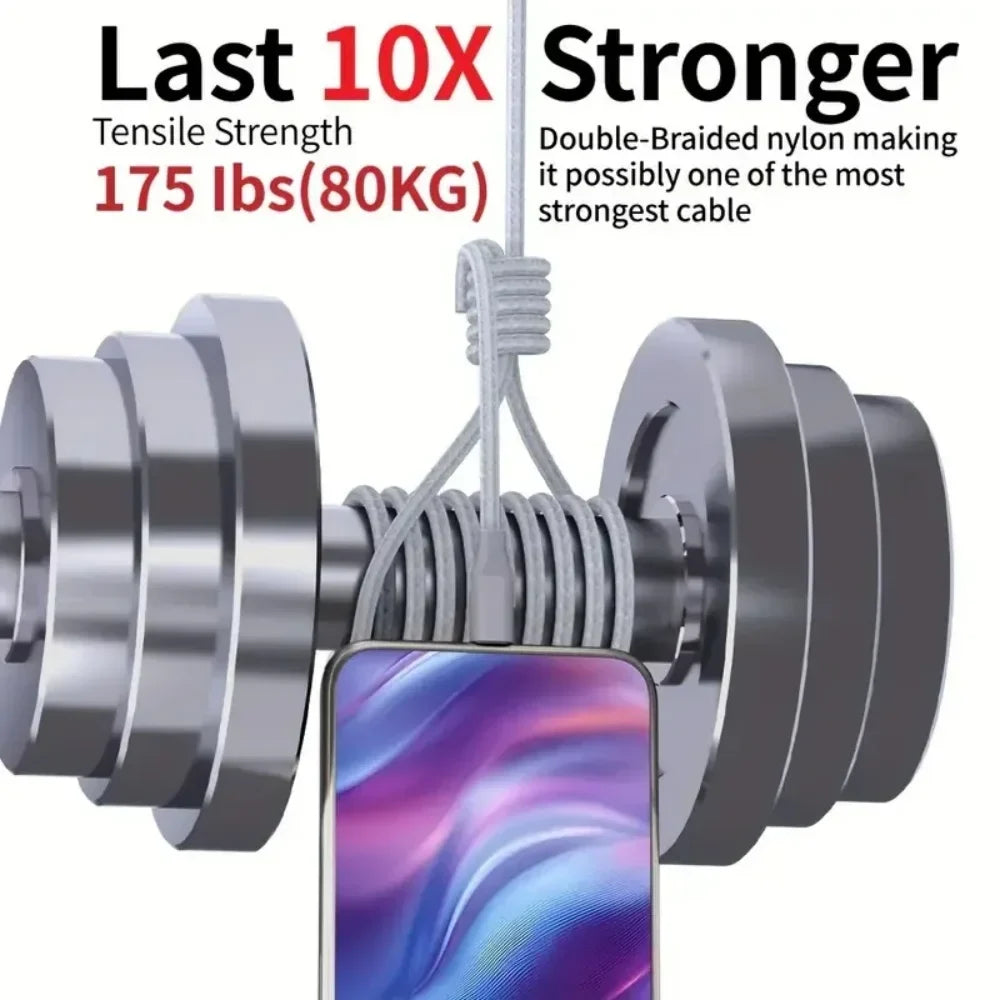 USB-A to USB-C Fast Charging Nylon Cable 1M 2M 3M | Samsung iPhone