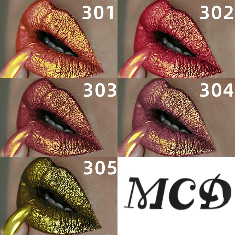 MCD 5-Color Glitter Pearlescent Lipstick Set – Long-Lasting Lip Tint