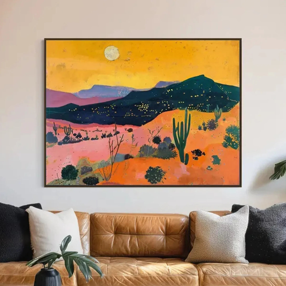 Retro Western Desert Landscape Canvas Wall Art Print Poster