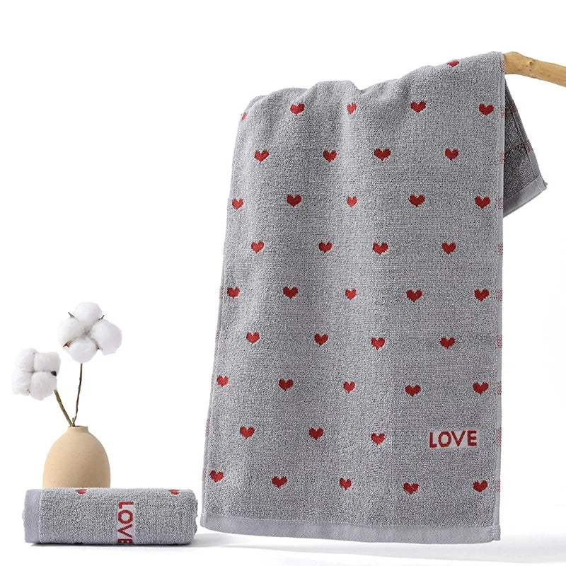 Soft Quick-Dry Cotton Face Towel | Heart Pattern Fingertip Towel