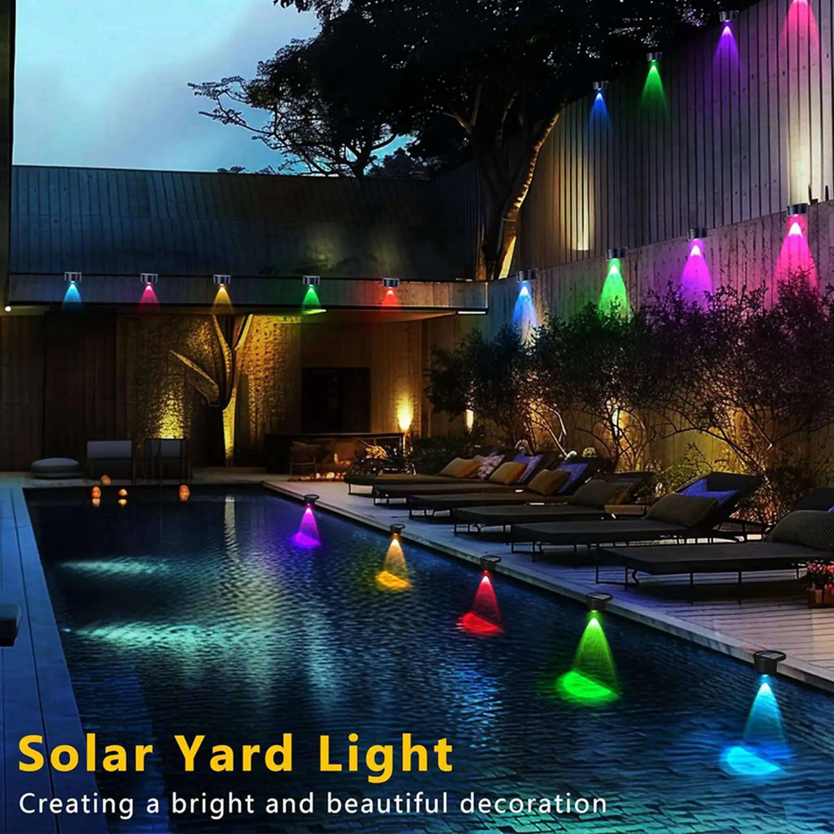 Solar Pool Edge Lights 8-Pack | Color-Changing Wireless Deck