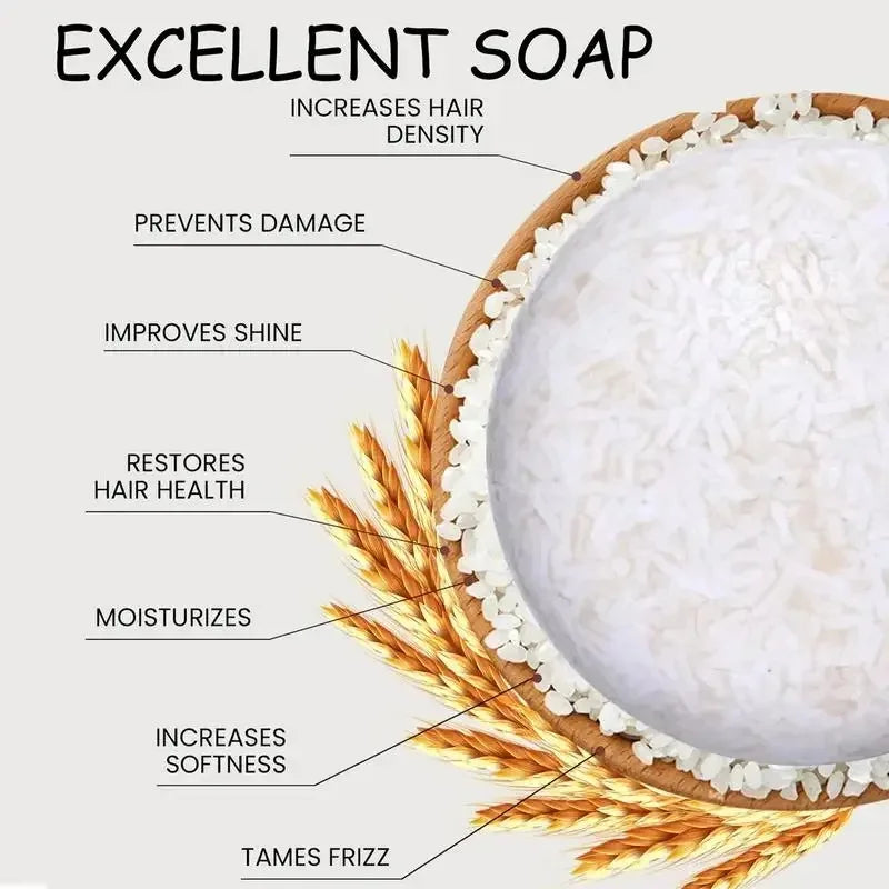 REAROYA Organic Rice Water Shampoo Bar – Nourishing Hair Soap