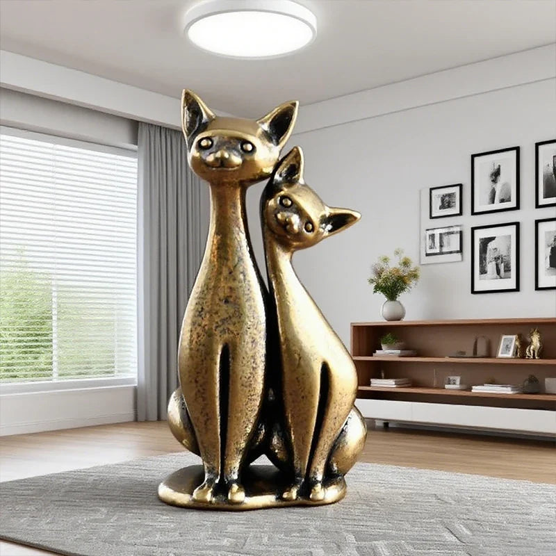 Double Cat Sculpture Ornament Crafts Anime Home Desktop Living Room