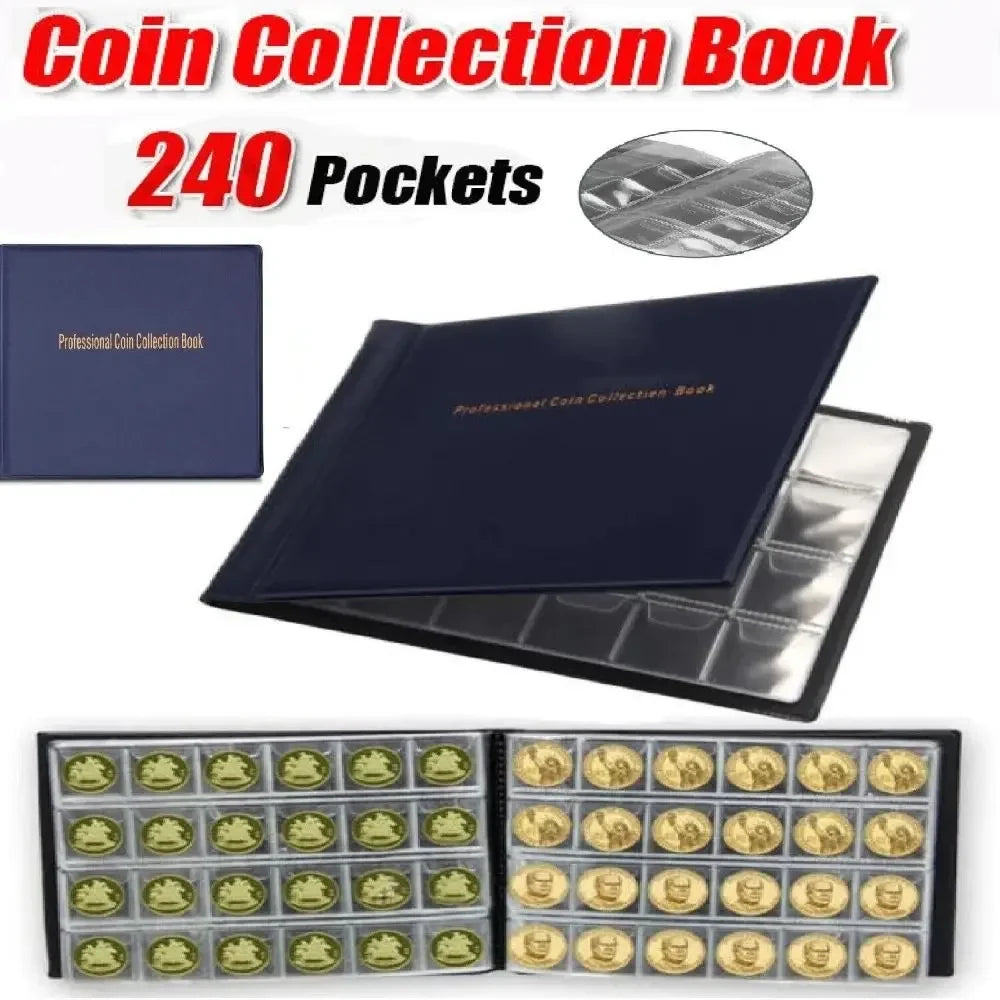 240-Pocket Coin Collection Album Book – 10 Pages | Collectors