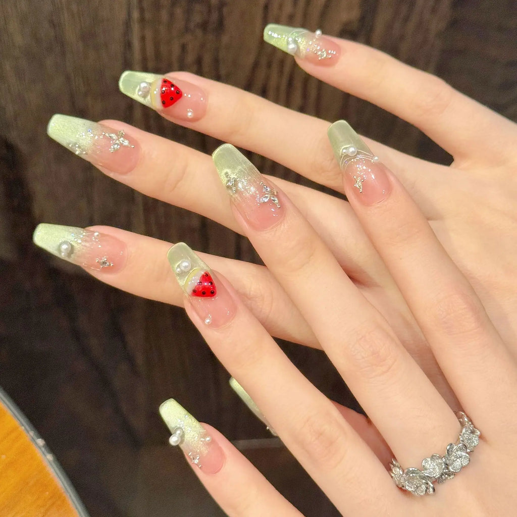Handmade Press On Nails – Gradient Cat Eye Almond Shape, 10pcs