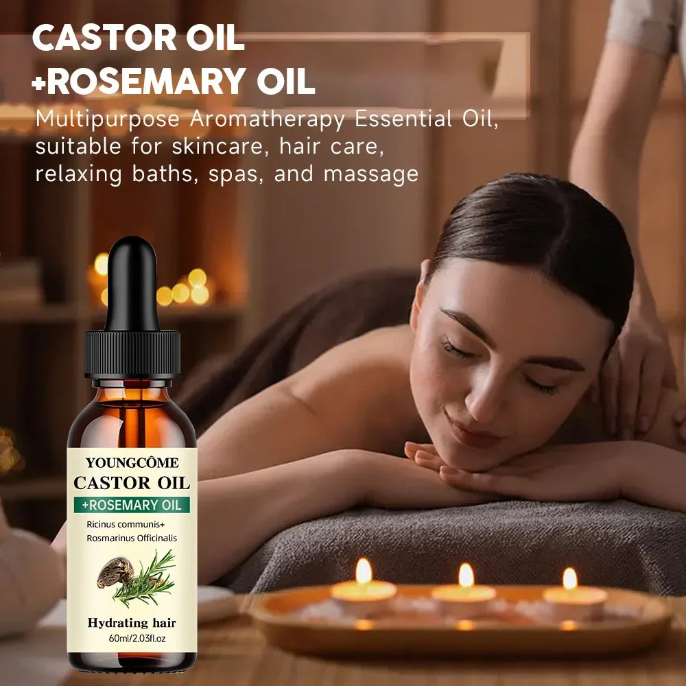 Castor & Rosemary Hair Growth Oil – Thickness & Shine | YOUNGCOME