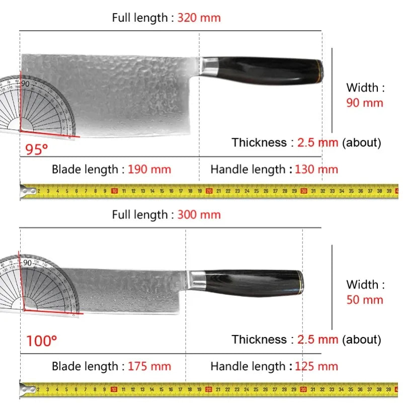 InLeung Damascus Steel Cleaver – Chinese Chef's Kitchen Knife