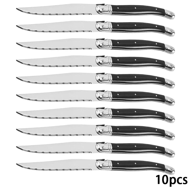 9" Laguiole Steak Knives Set – Serrated Stainless Steel 1–8 Pcs