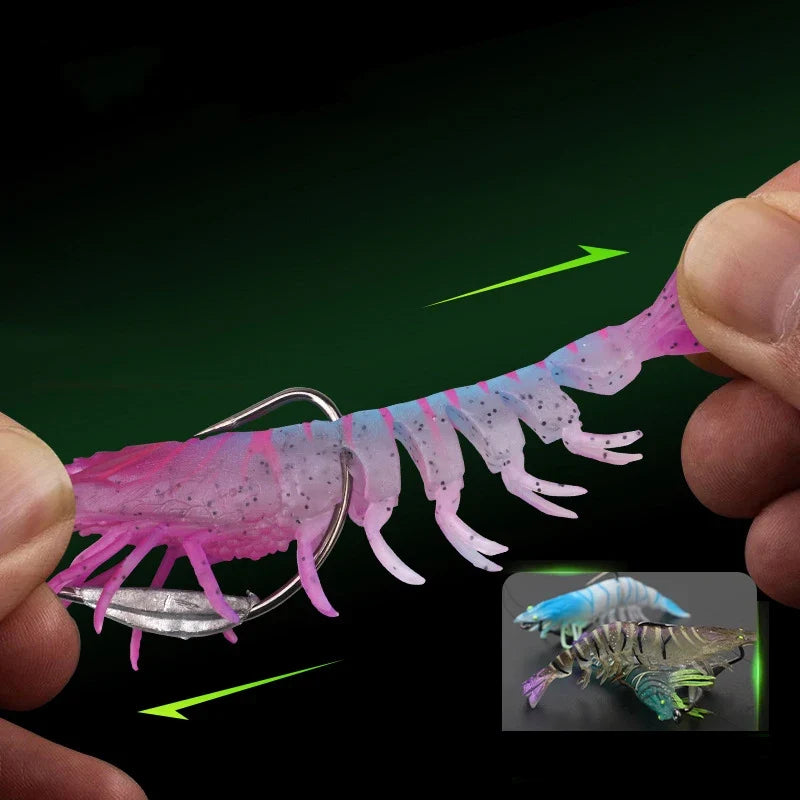 95mm TPE Squid Jig Slow Sinking Wood Shrimp Fishing Lure