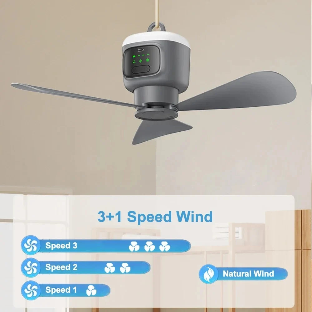 12000mAh Portable Camping Ceiling Fan | Remote & LED Light