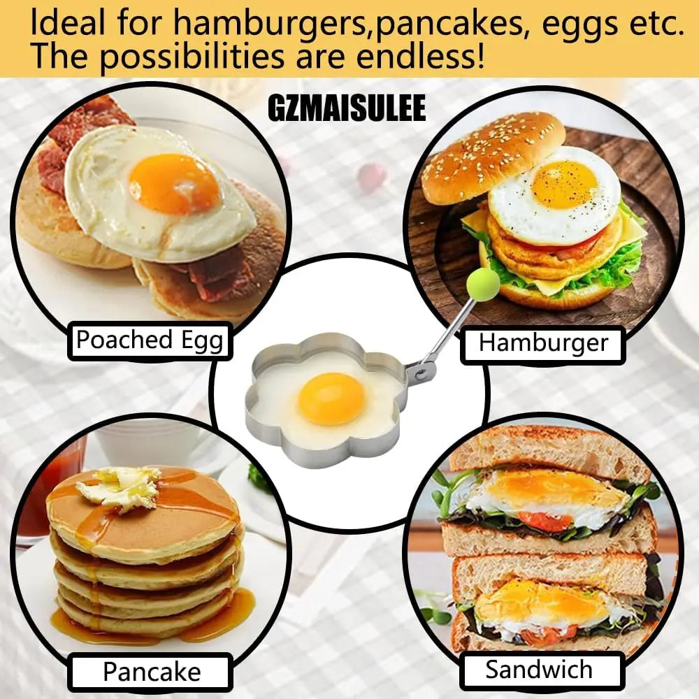Stainless Steel Egg Ring & Pancake Mold with Handle | 1-2 pc