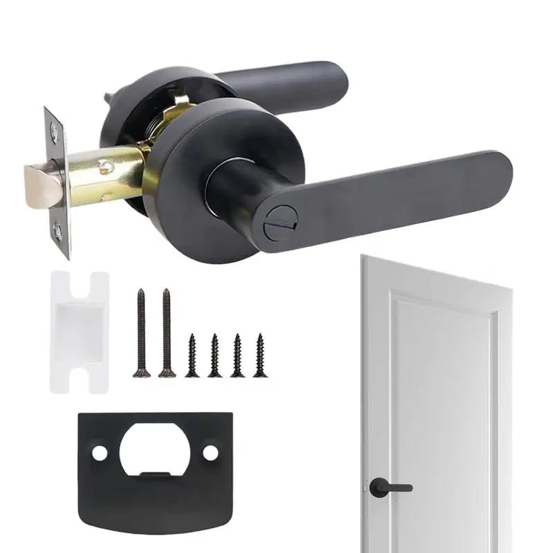 Heavy Duty Black Silent Door Lever | Keyless Privacy Lockset