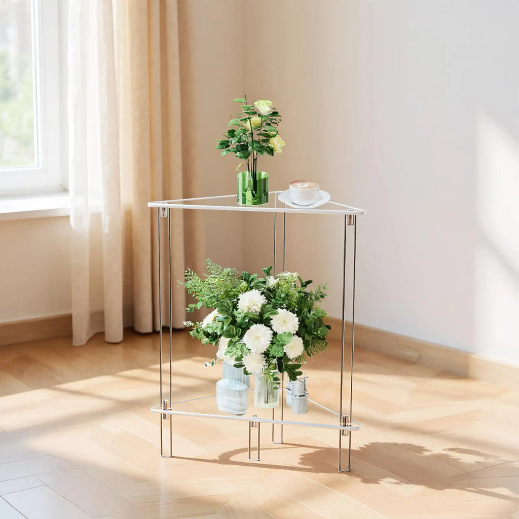 Transparent Acrylic End Table | 2-Tier Compact Side Table