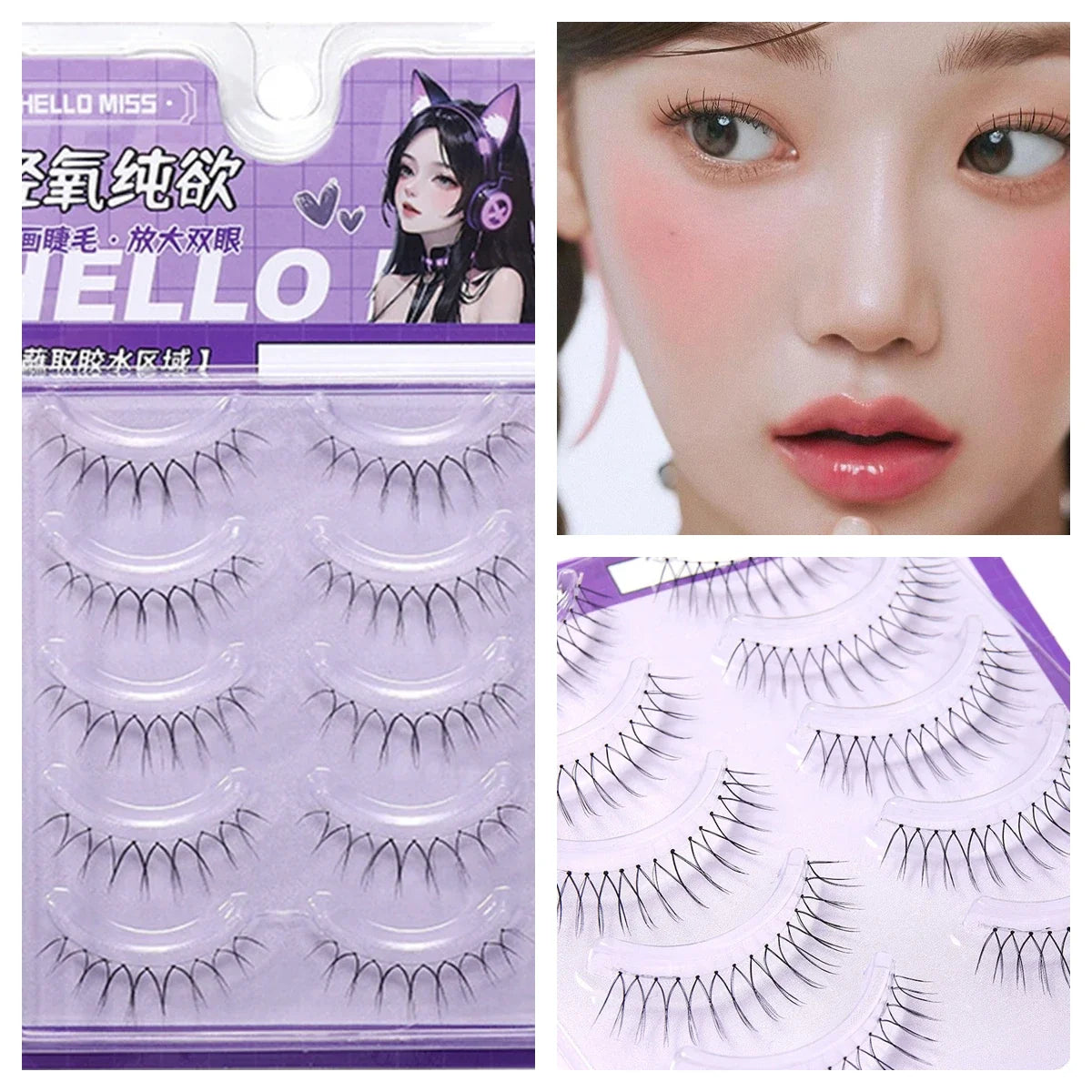 Korean Idol Wispy False Eyelashes – 5 Pairs Natural Cluster Lashes