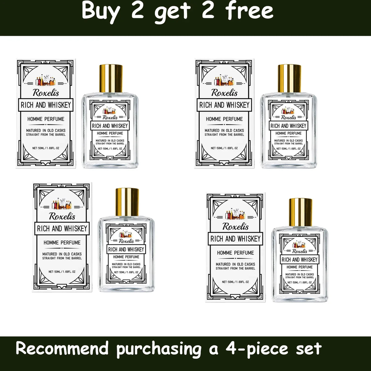 Roxelis 50ml Whisky Men's Cologne | Woody Vanilla EDC Perfume