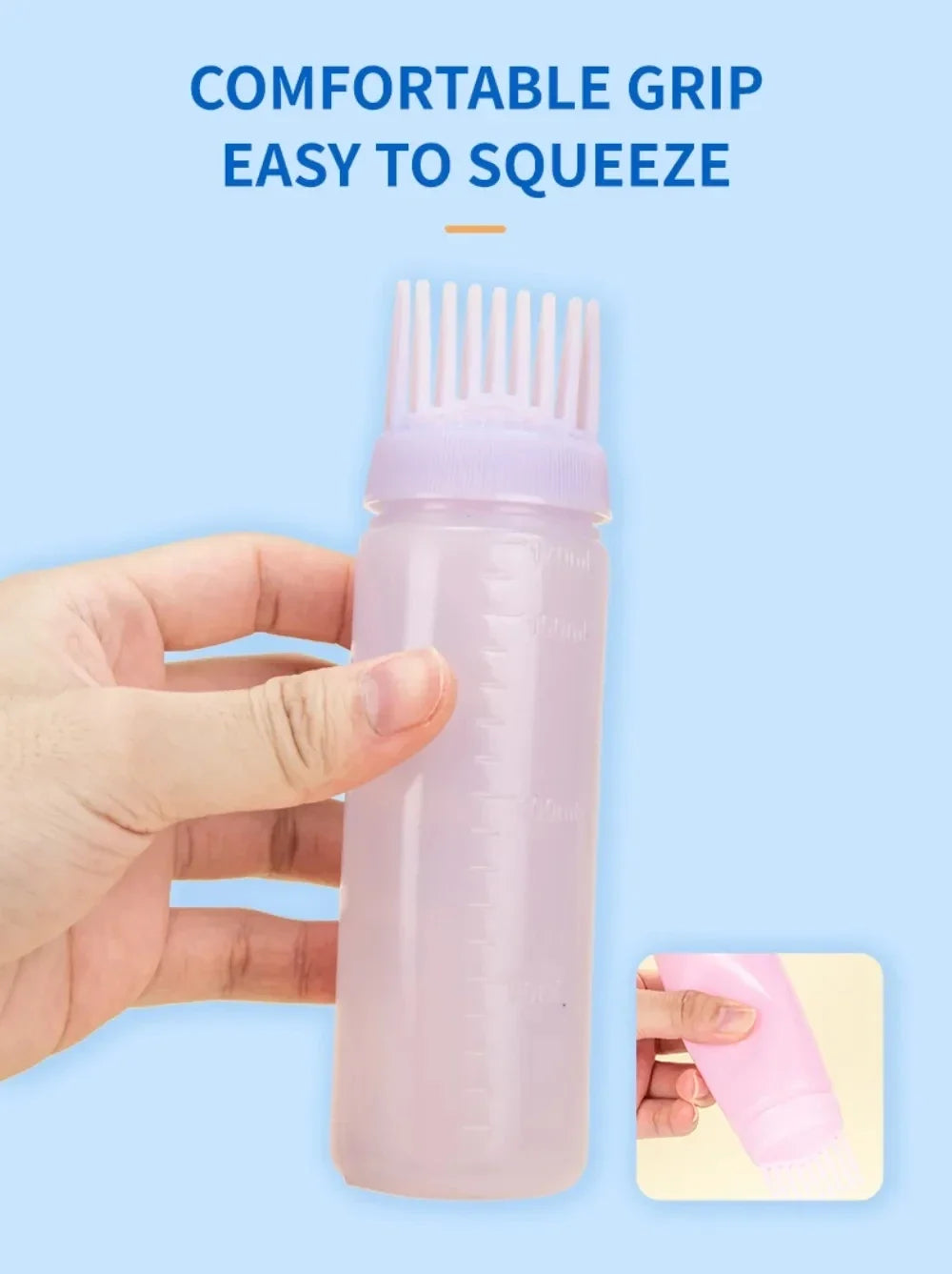 180ml Refillable Hair Dye Applicator Bottle with Root Comb
