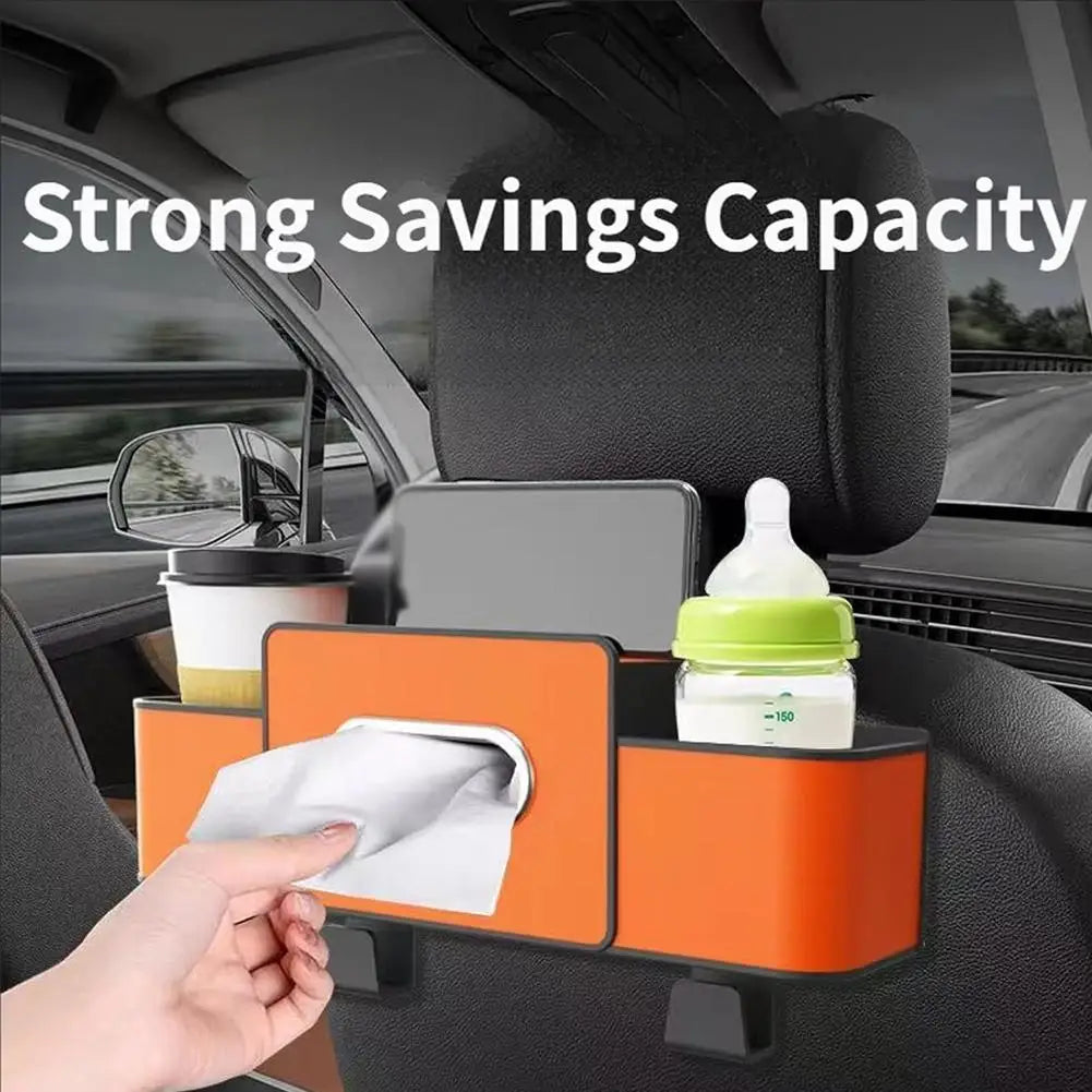 Car Seatback Storage Box Multi-function Tissue Holder Cup Compartment
