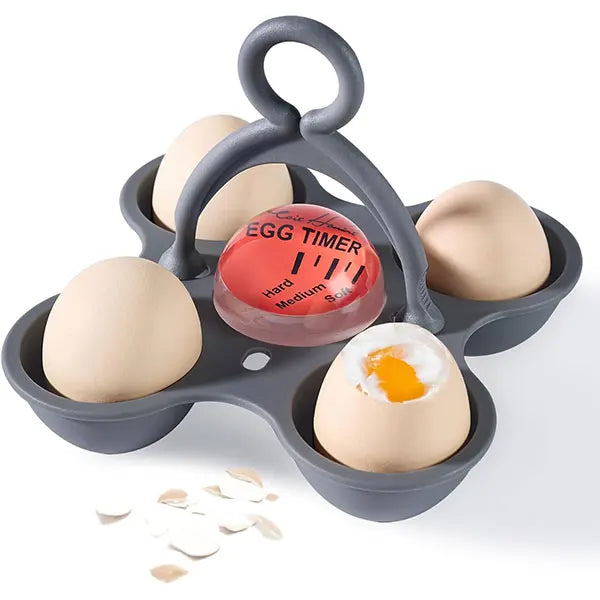 Egg Timer & 4-Egg Holder – Color-Changing Boiling Egg Tool