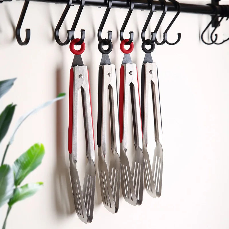 Stainless Steel 3-Prong Food Turner Tongs – BBQ & Camping