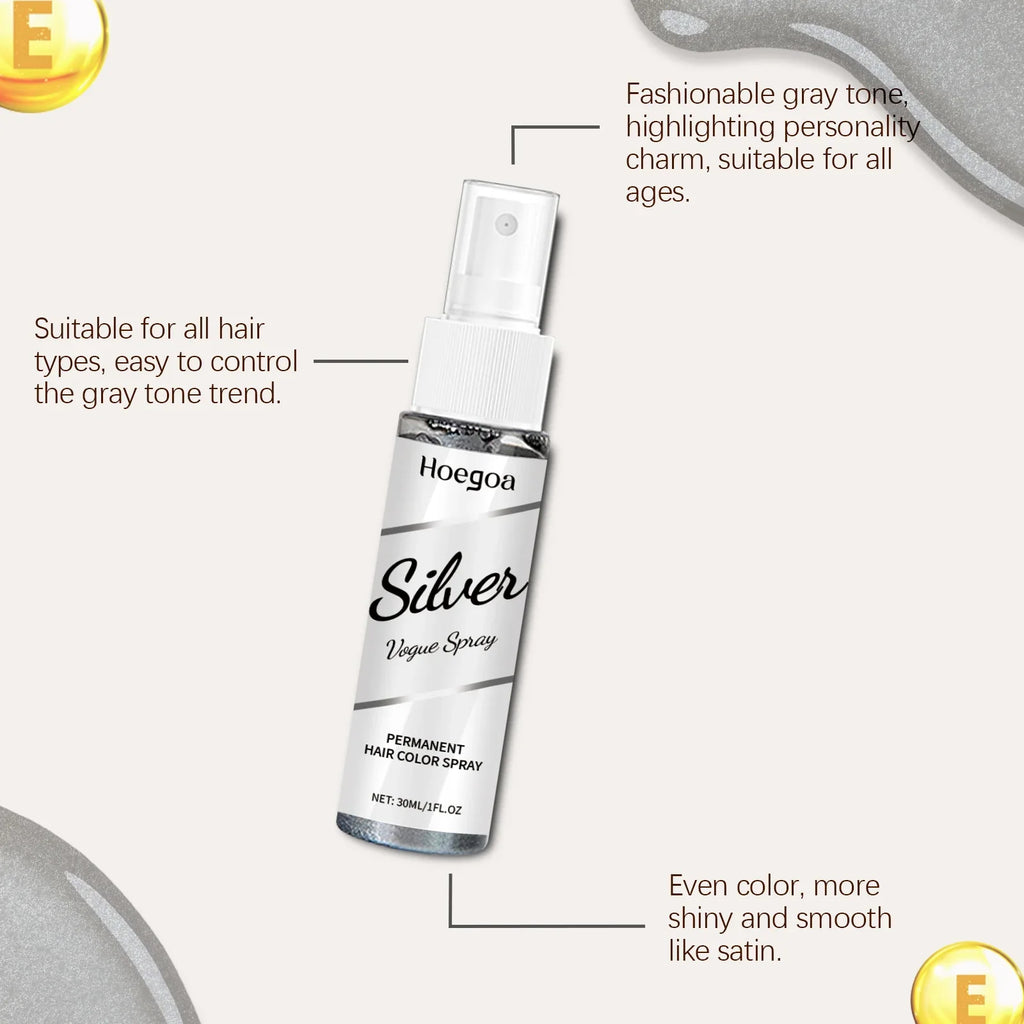 HOEGOA Temporary Gray Hair Spray – Smoky Silver, Washable