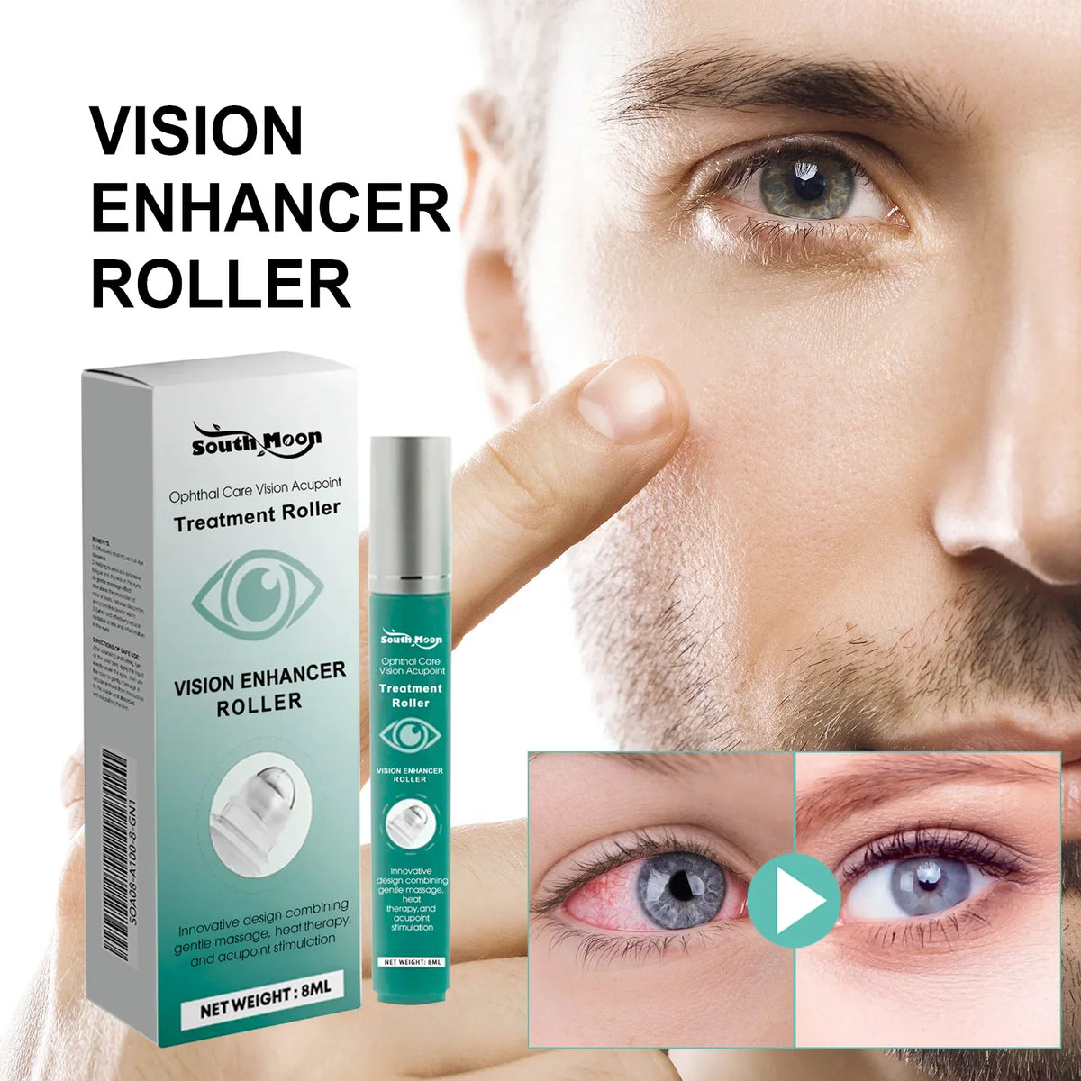 Eye Massage Roller – Acupressure Eye Care & Moisturizing Serum