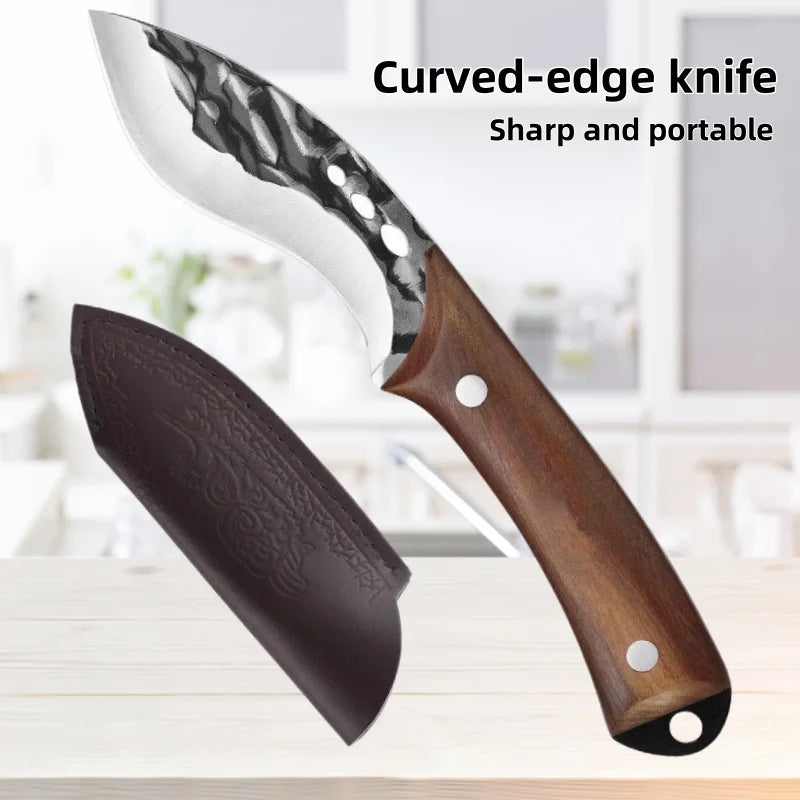 Forged Meat Cleaver & Boning Knife – Full Tang Sandalwood