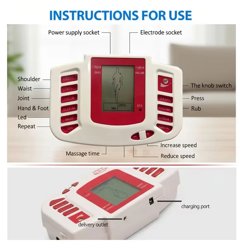 Dual-Channel Muscle Stimulator | 16 Electrodes, 30 Modes