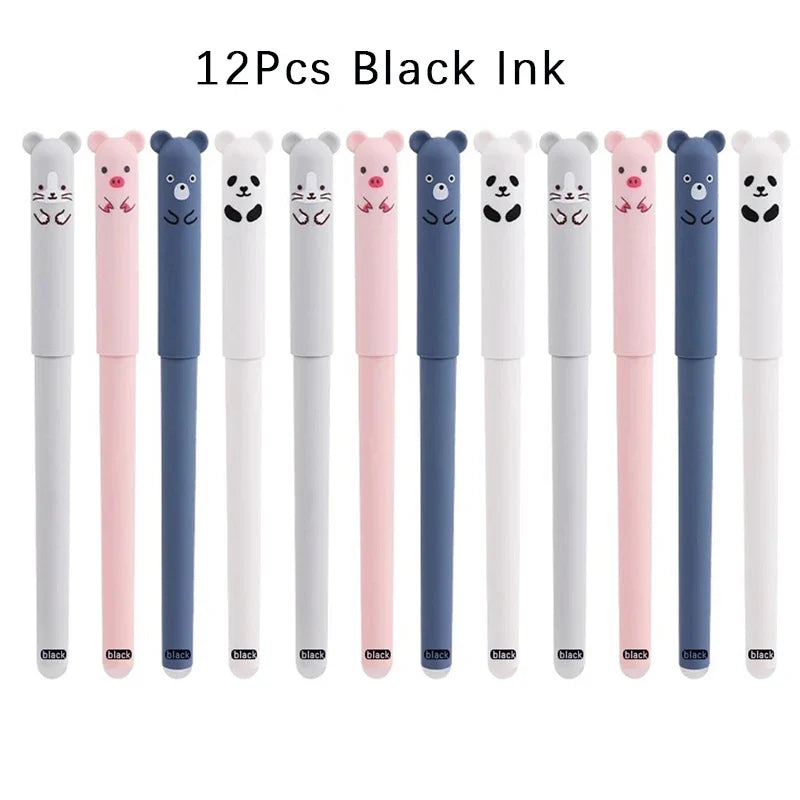Animals Panda Erasable Gel Pen Blue Black Refills Rods Washable