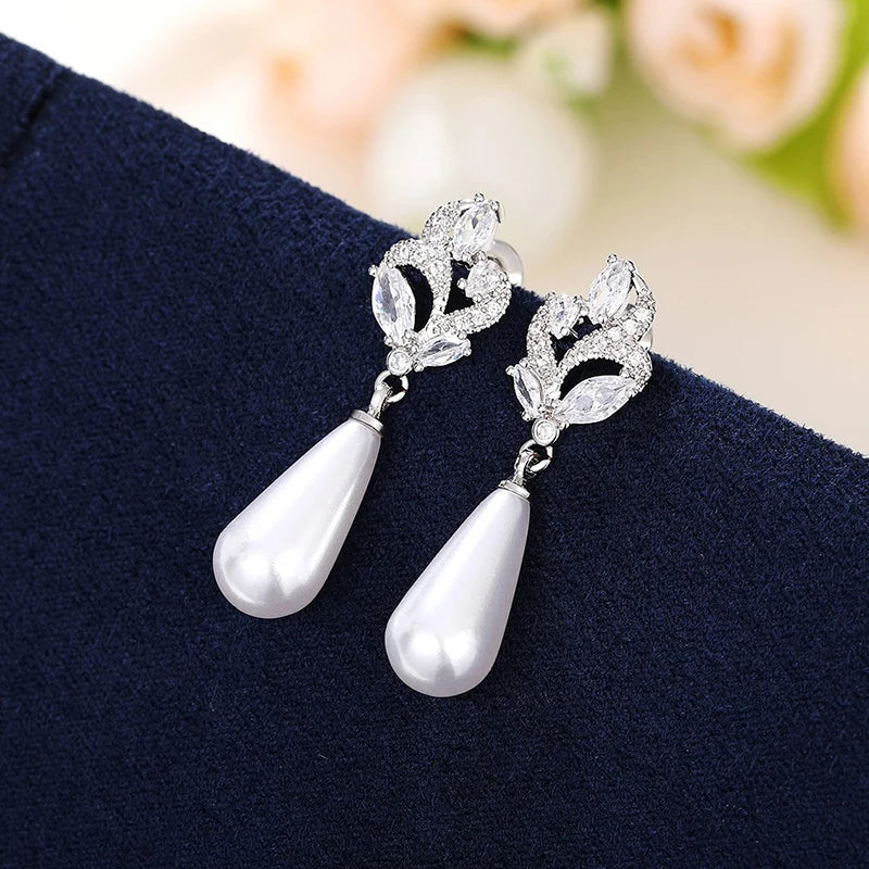 Huitan Waterdrop Pearl Drop Earrings – Women's Wedding Jewelry