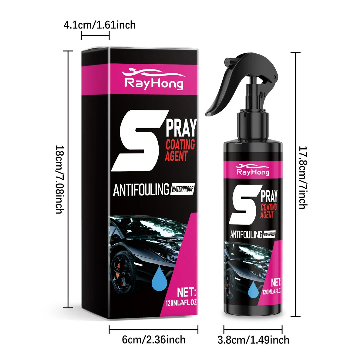 RayHong Car Coating Spray – Antifouling & Brightening 120ml